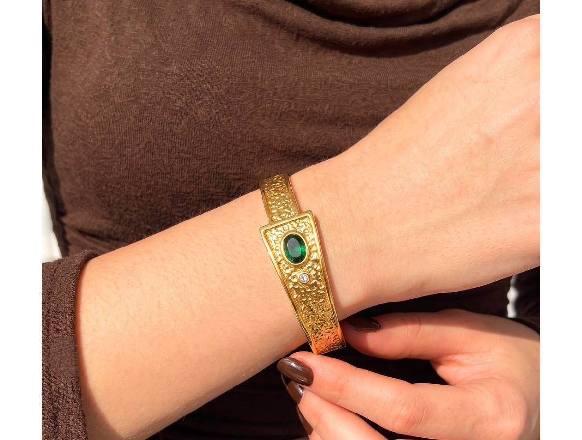 Stainless Steel Royal Emerald Bangle