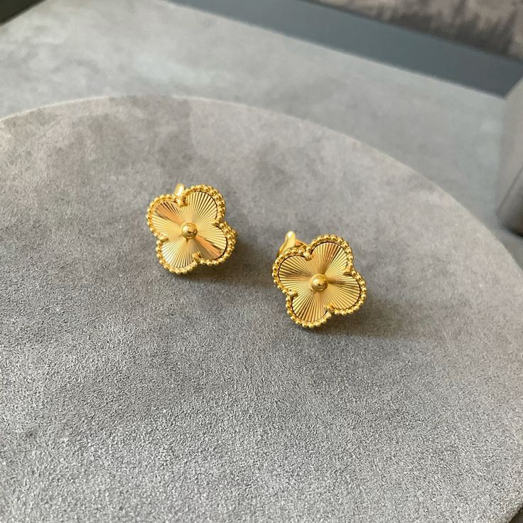 Stainless Steel Gold Van Cleef Earring