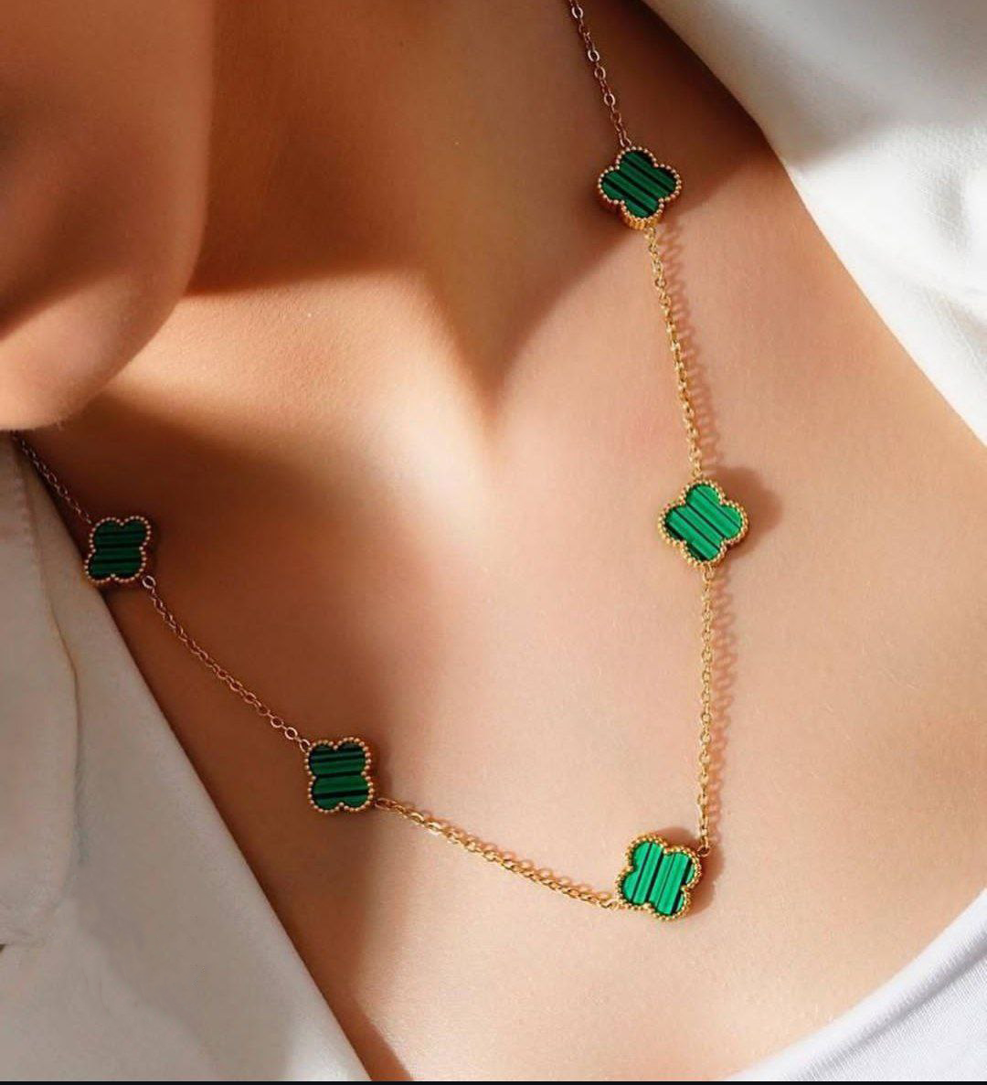 Stainless Green Van Cleef Necklace