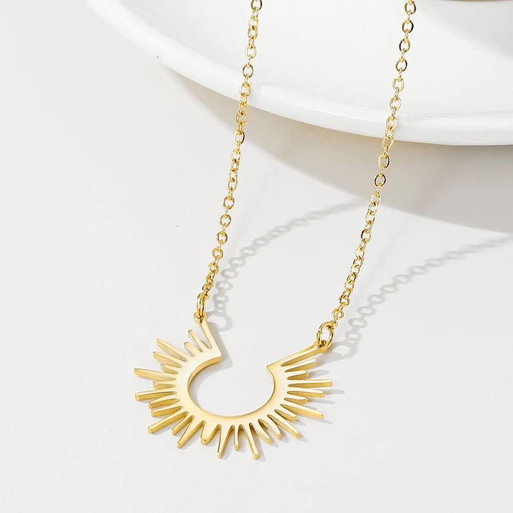 Stainless Sun Ray Necklace