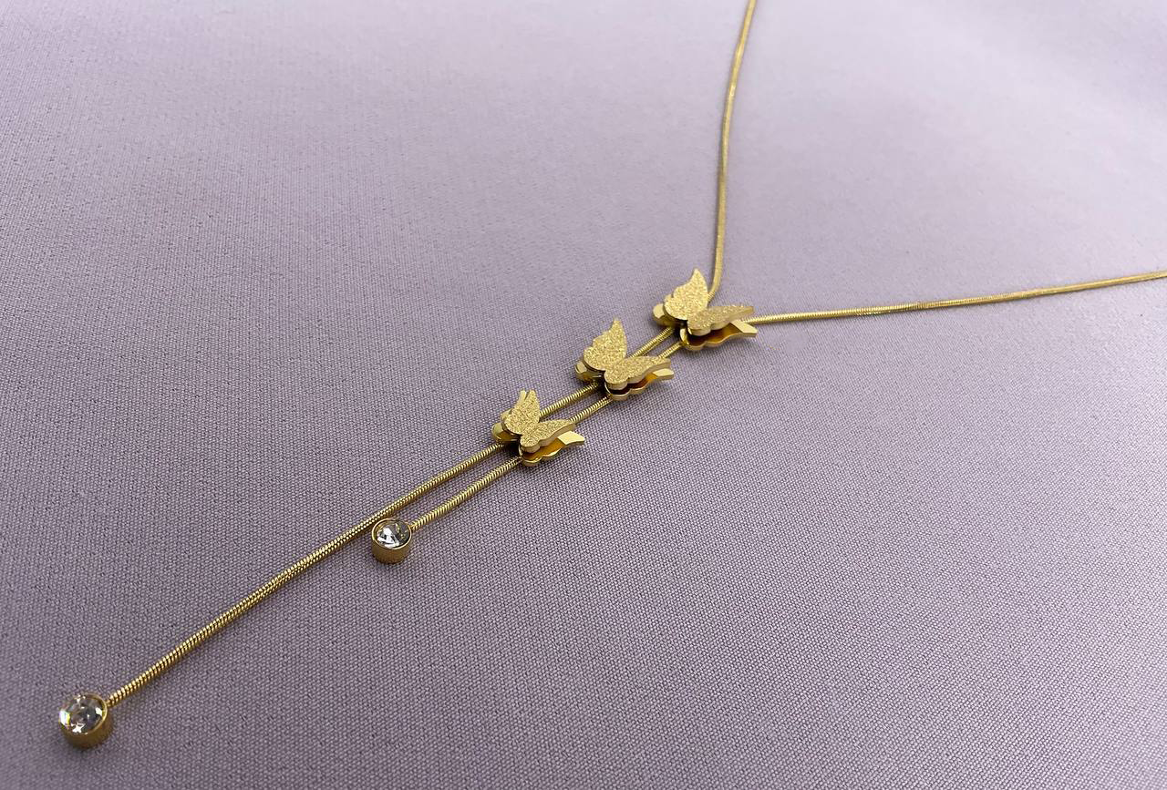 Butterfly & Rhinestone Charm Necklace