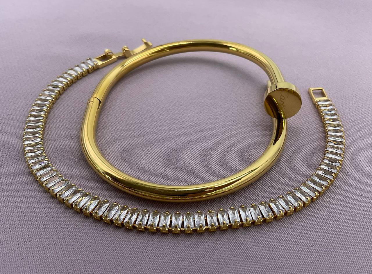 Stainless Shinning Duo Bangles