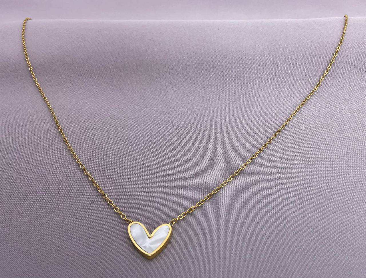 Stainless Simple White Heart Necklace