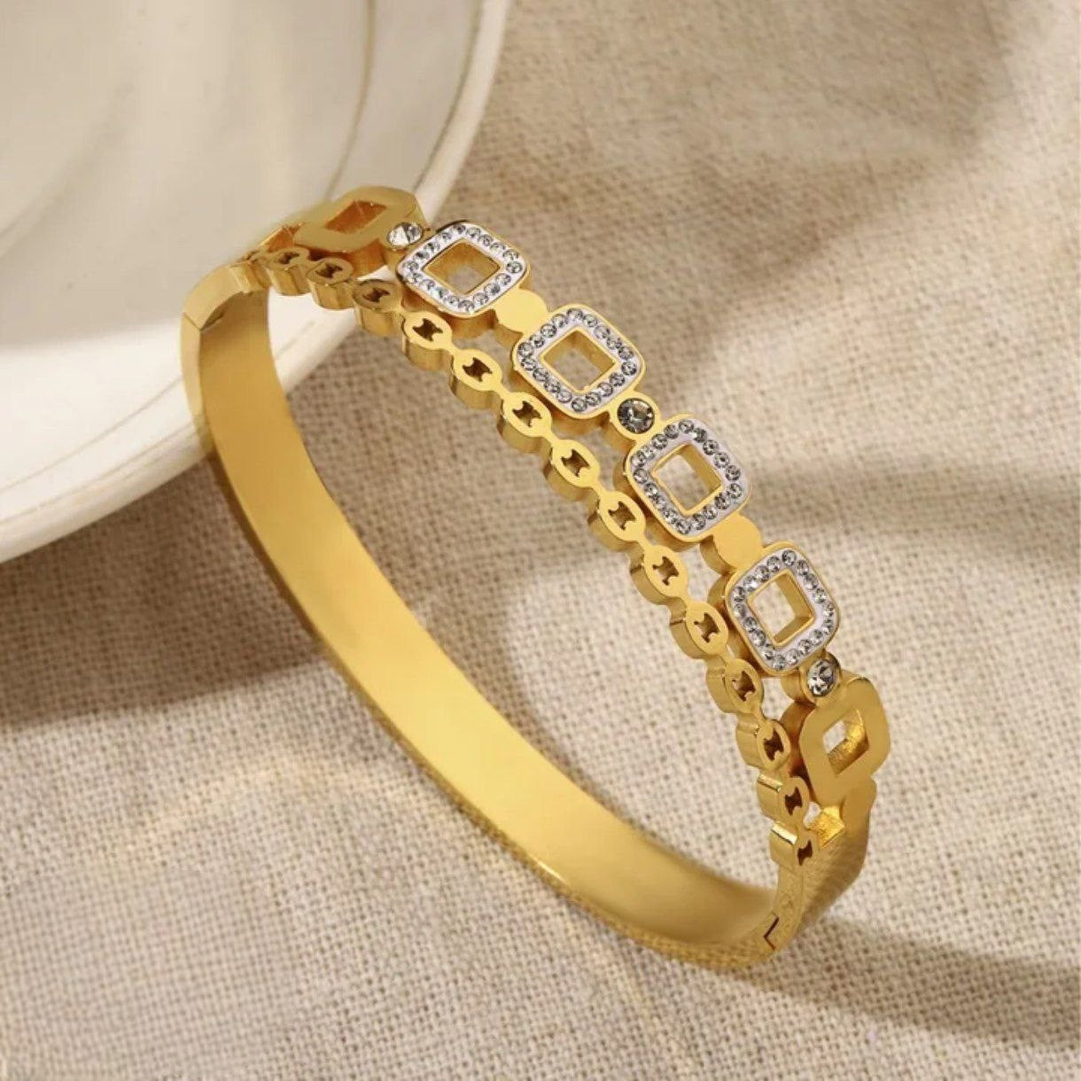 Stainless Steel Ruby Bangle
