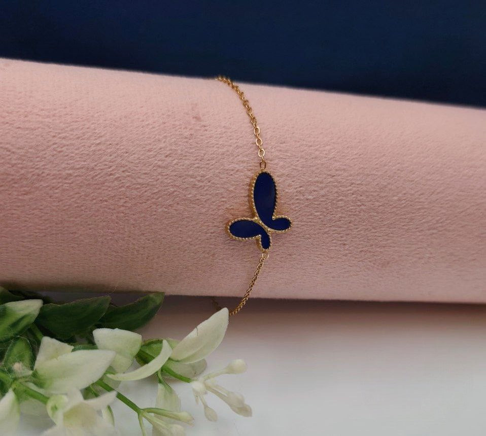 Stainless Steel Navy Butterfly Bracelet