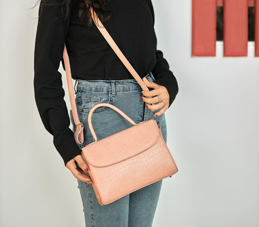 Pink Snake Skin Cross Bag