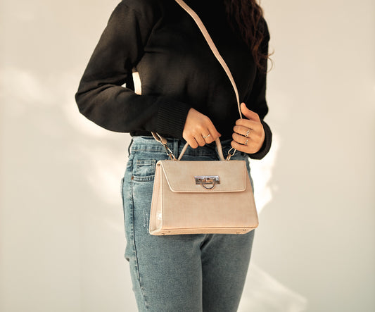 Beige Croc Cross Bag