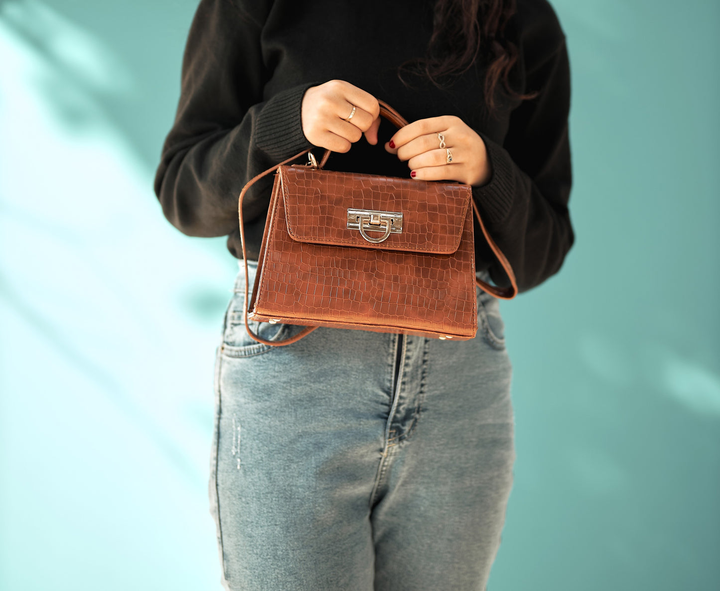 Havane Croc Cross Bag