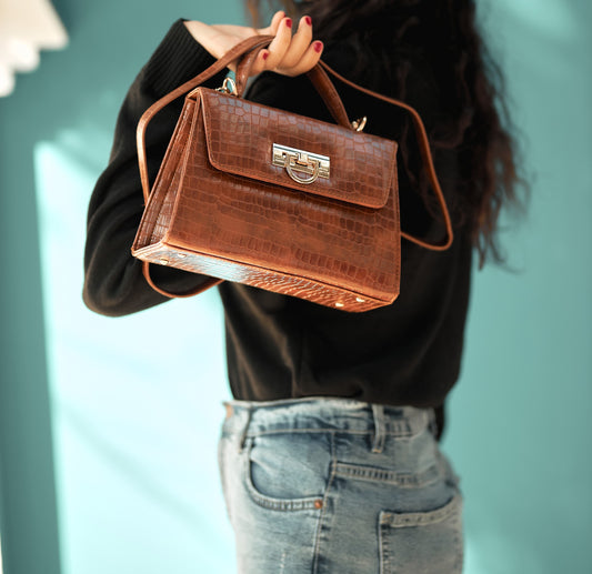 Havane Croc Cross Bag