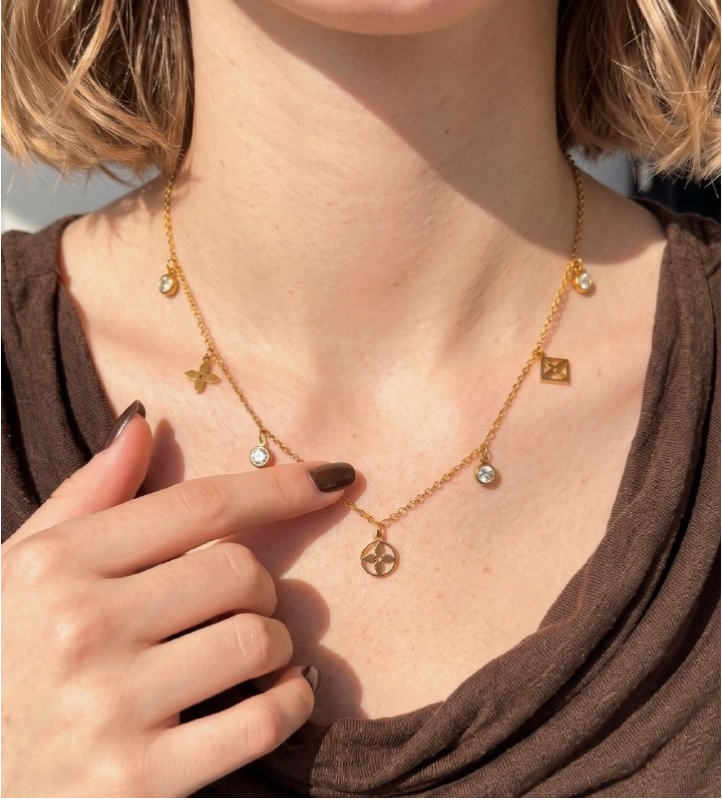 Stainless Steel Monogram Flower Necklace