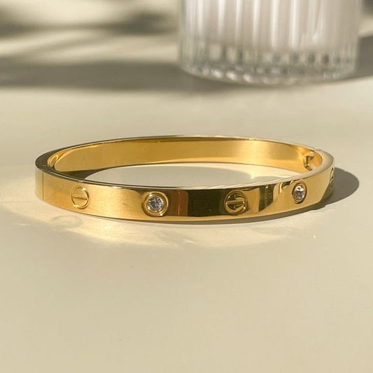 Stainless Steel Stoned Cartier Bangle
