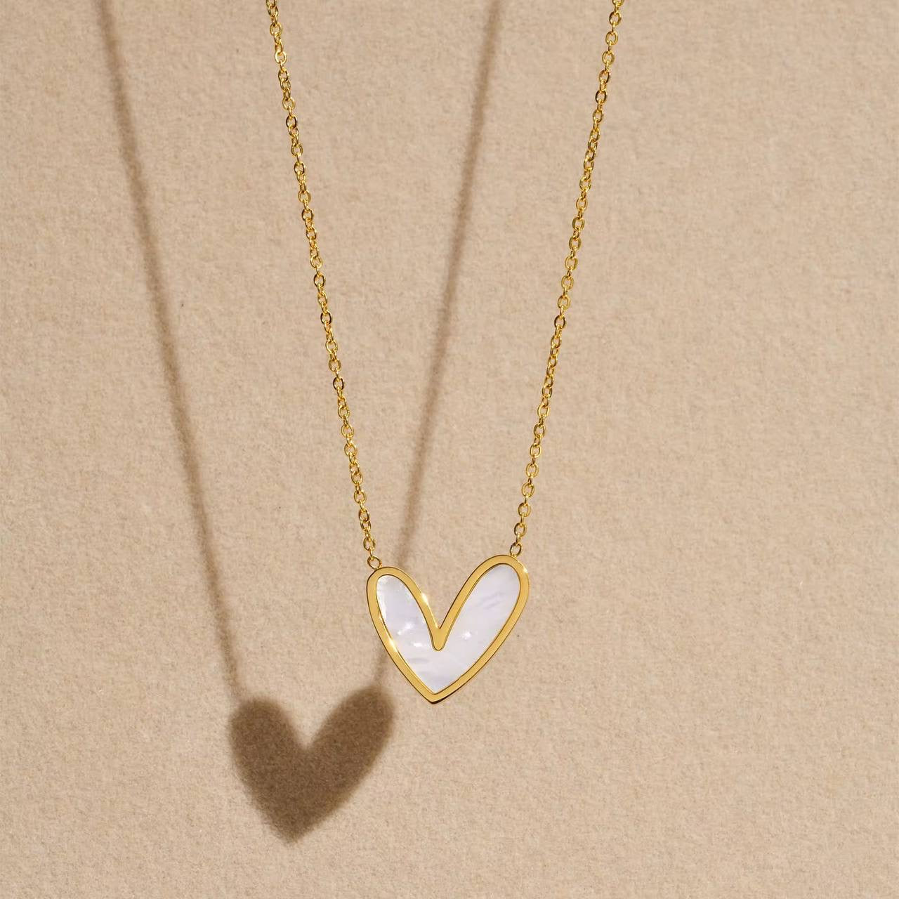 Stainless Simple White Heart Necklace
