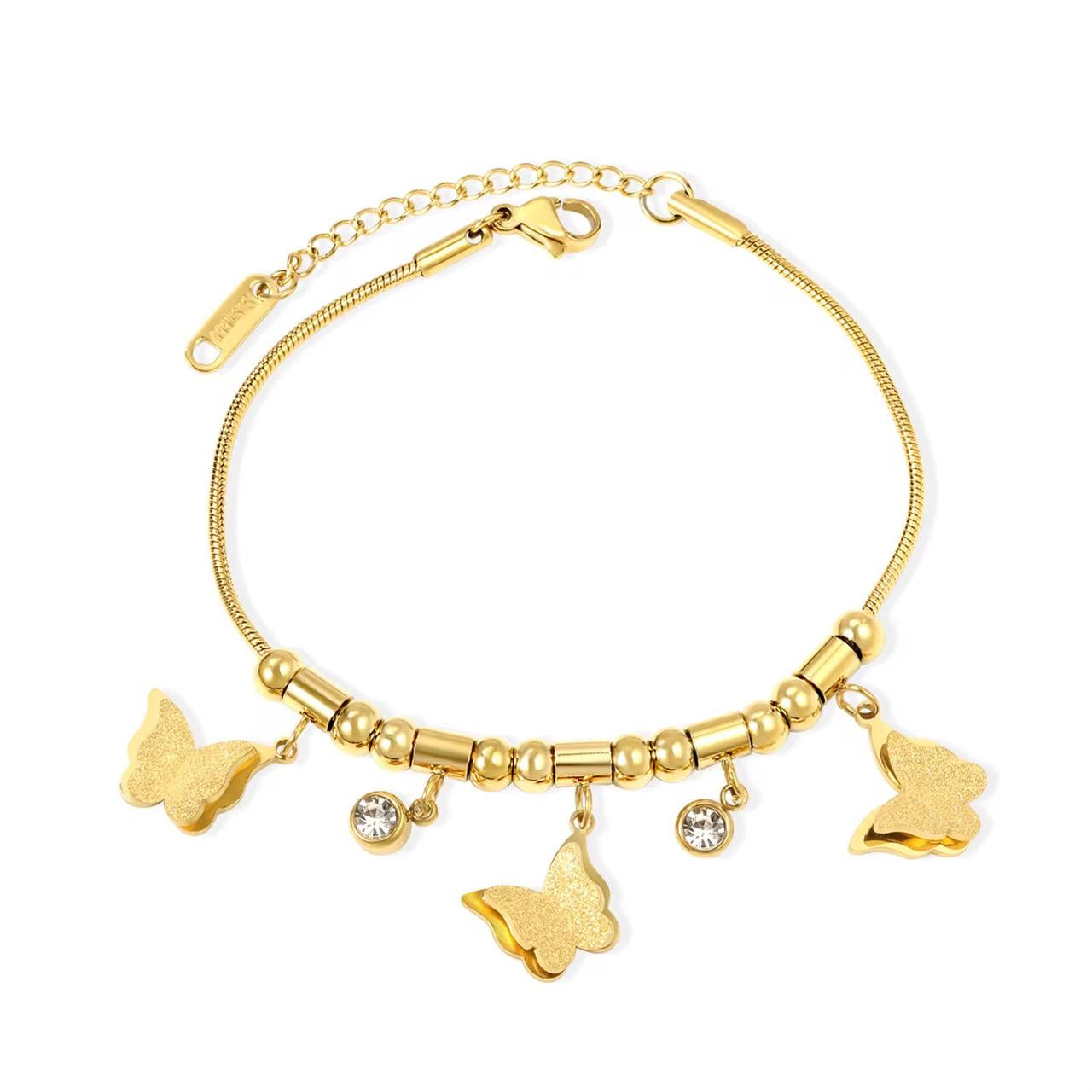Stainless Chained Butterflies Bracelet
