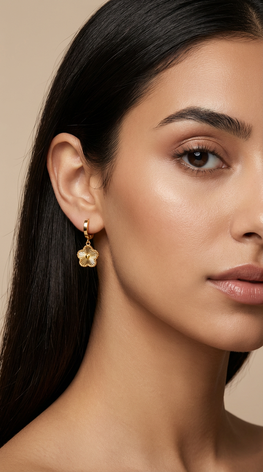 Stainless Steel Golden Flower Earring