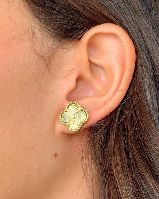 Stainless Steel Gold Van Cleef Earring