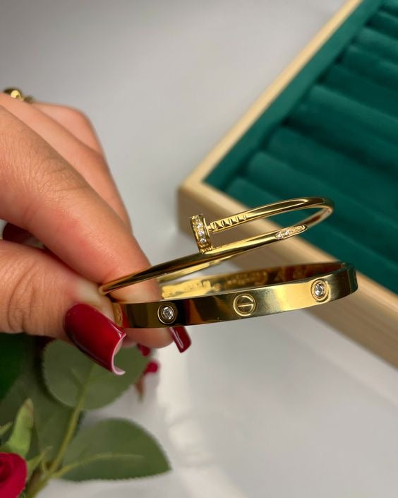 Stainless Steel Cartier and Nail with Jewelry Stone Bangles