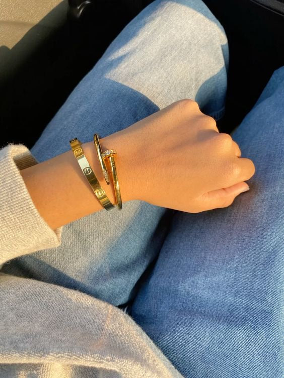 Stainless Steel Cartier and Nail with Jewelry Stone Bangles