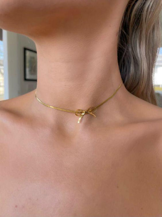 Stainless Little Bow Necklace
