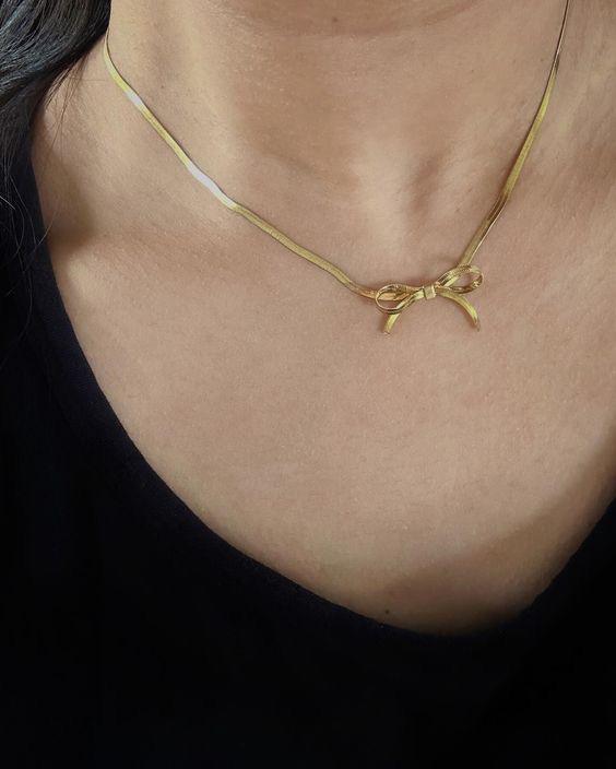 Stainless Little Bow Necklace
