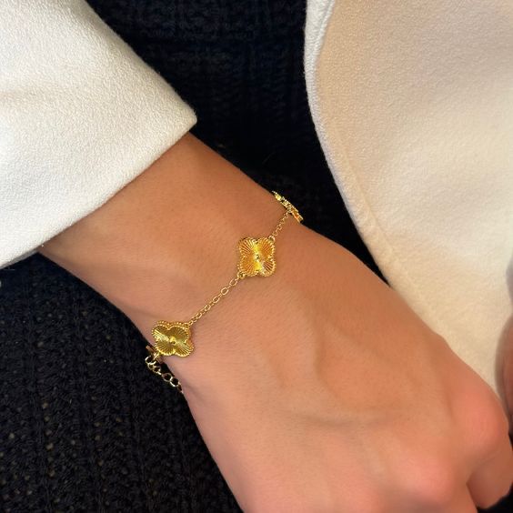 Stainless Steel Gold Van Cleef Bracelet