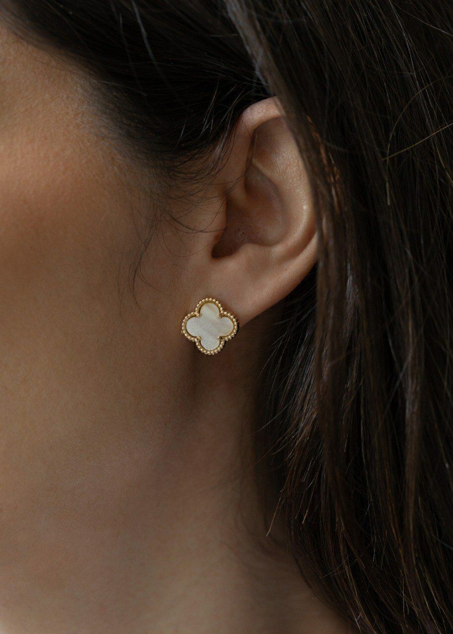 Stainless Steel Van Cleef White Earring