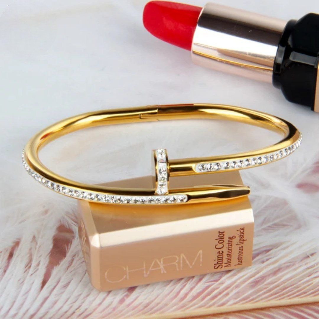Stainless Crystal Nail Bangle