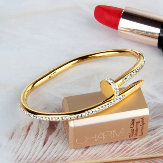 Stainless Crystal Nail Bangle