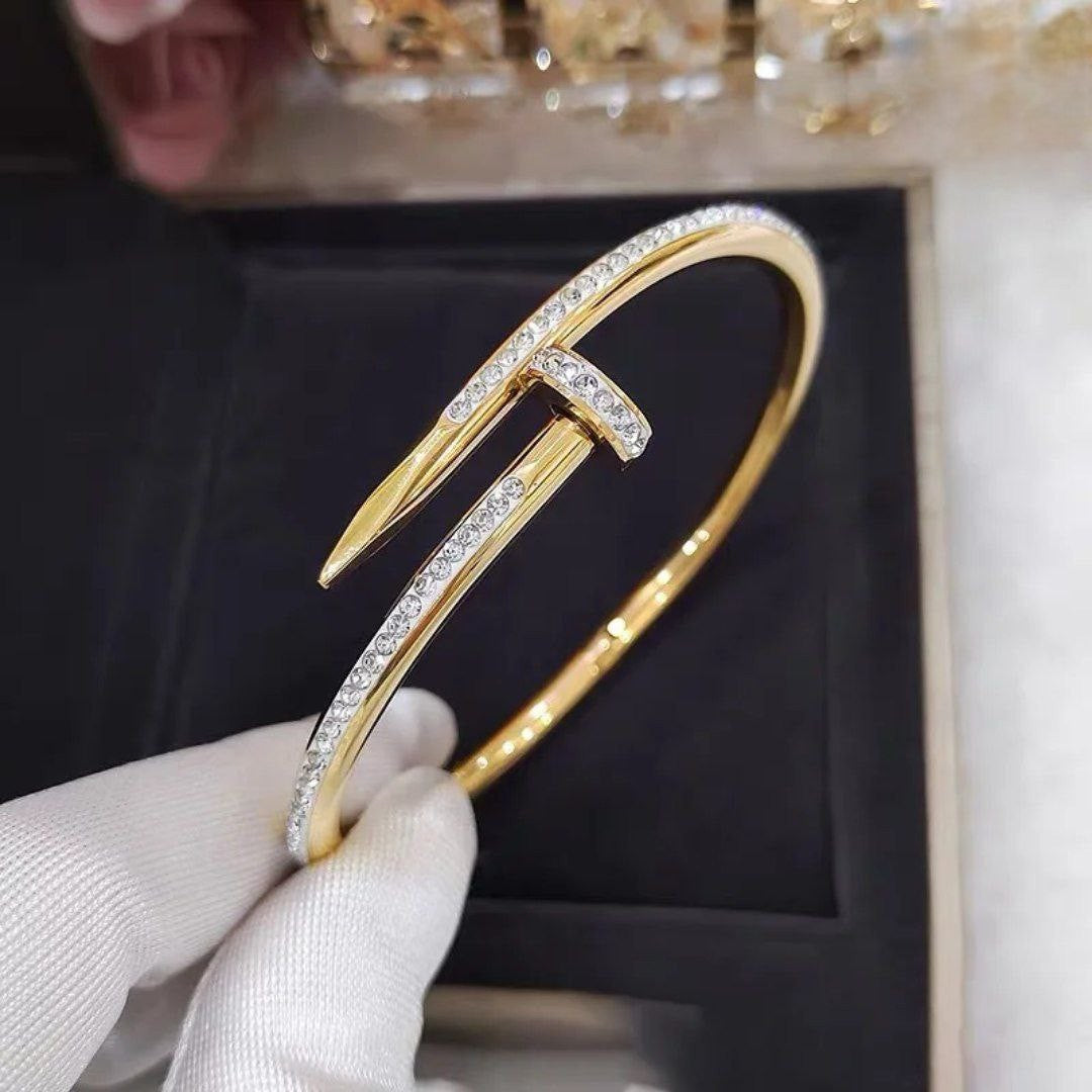 Stainless Crystal Nail Bangle