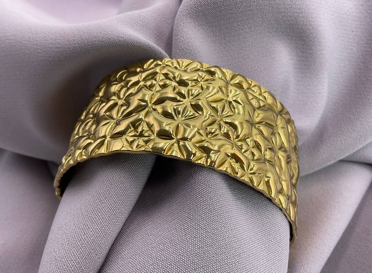 Stainless Thick Hammered Cuff Bangle