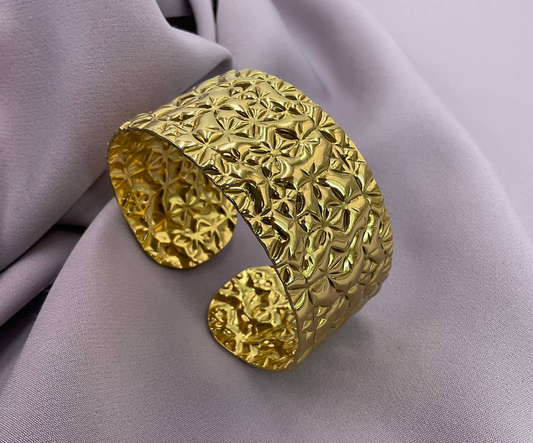 Stainless Thick Hammered Cuff Bangle