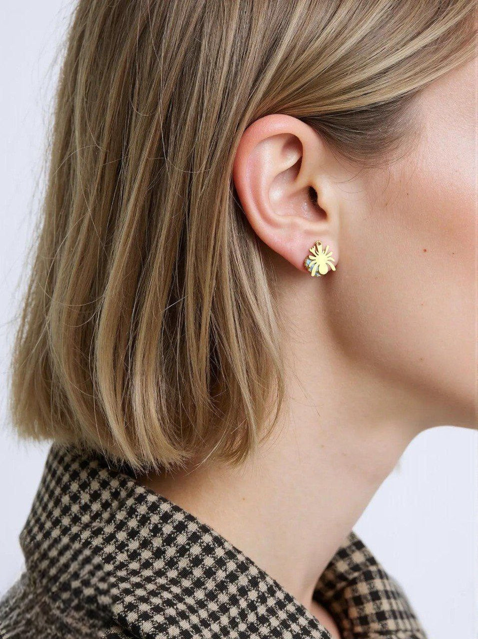 Stainless Steel Diamond Spider Earring
