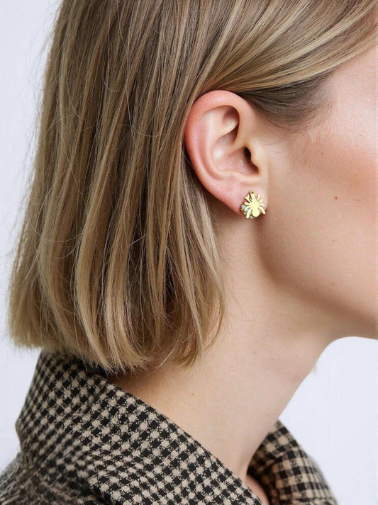 Stainless Steel Diamond Spider Earring