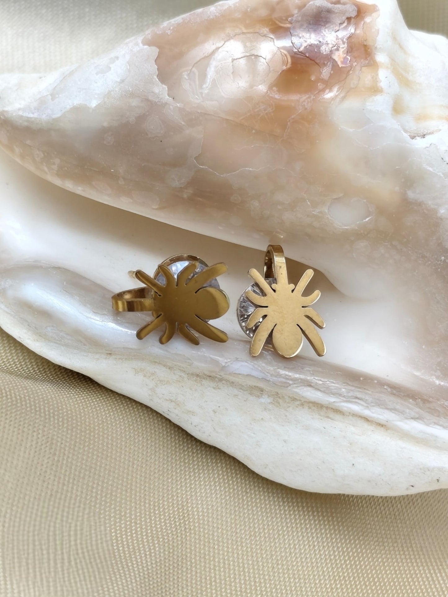 Stainless Steel Diamond Spider Earring