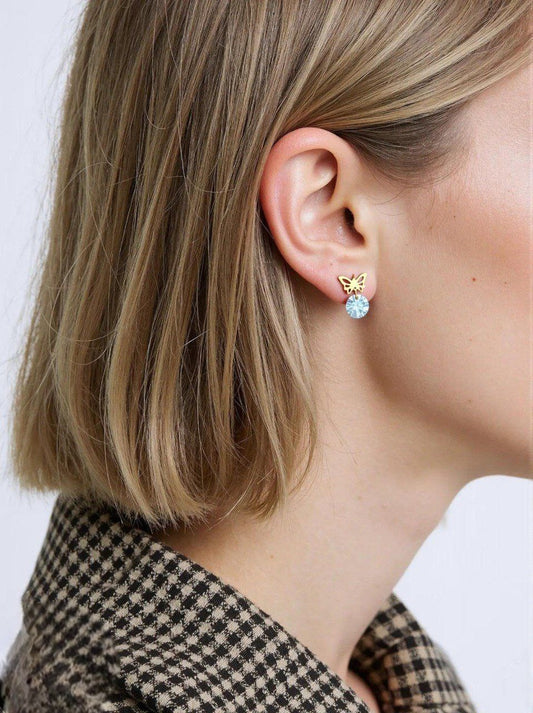 Stainless Steel Diamond Butterfly Earring
