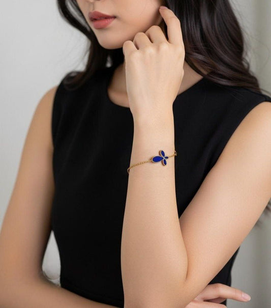 Stainless Steel Navy Butterfly Bracelet
