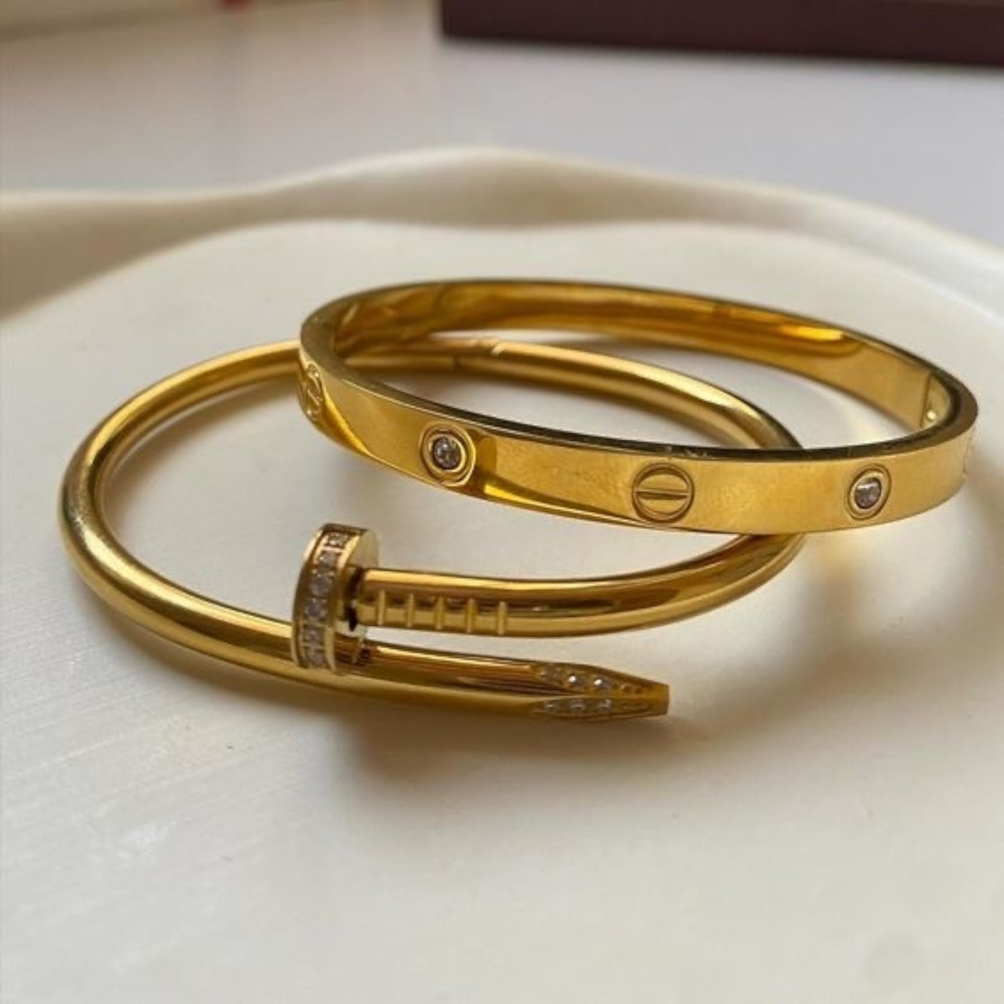 Stainless Steel Cartier and Nail with Jewelry Stone Bangles