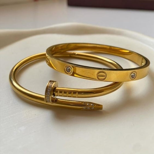 Stainless Steel Cartier and Nail with Jewelry Stone Bangles