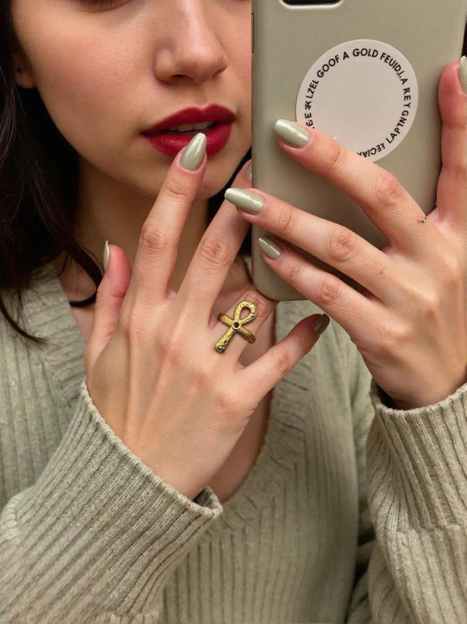 Stainless Steel Key of Life Ring