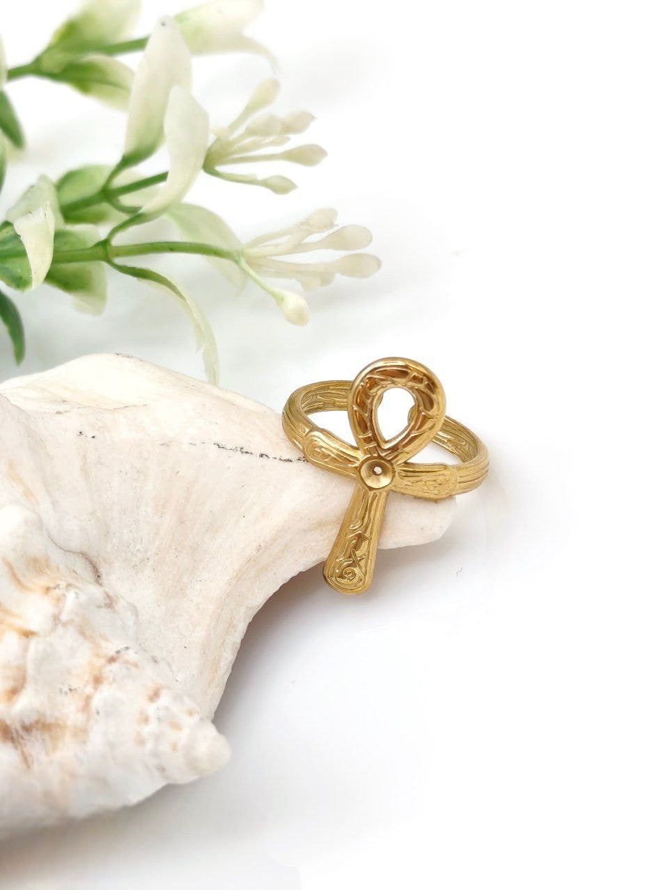 Stainless Steel Key of Life Ring