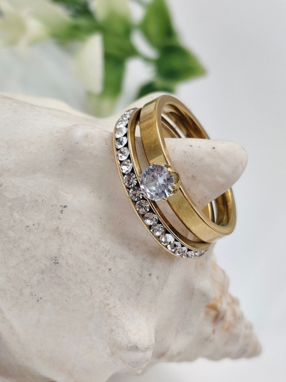 Stainless Steel Twins with jewelry stone Rings