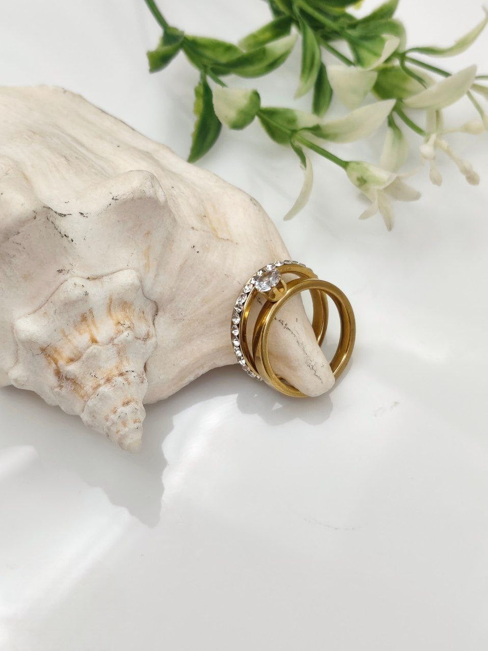 Stainless Steel Twins with jewelry stone Rings