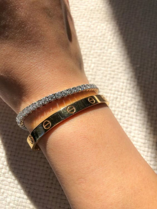 Stainless Steel cartier and Stoned Bracelet Set